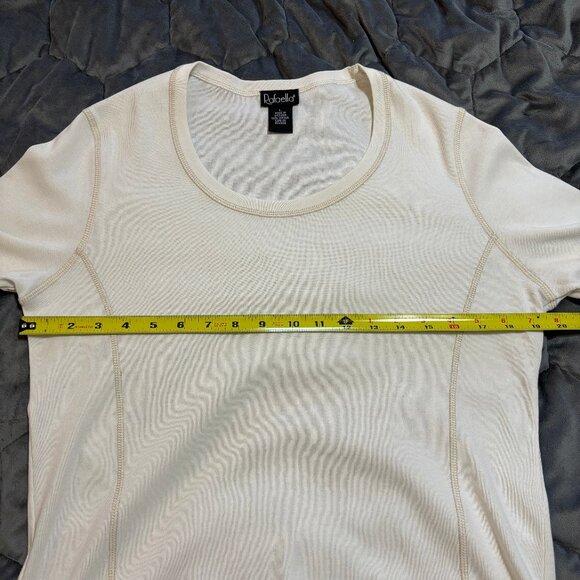 Vintage Rafaella Ivory Cotton T-Shirt Long Sleeves Scoop Neck NOSWT - Picture 9 of 13